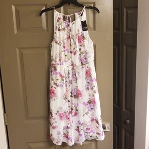 White Floral Print Dress